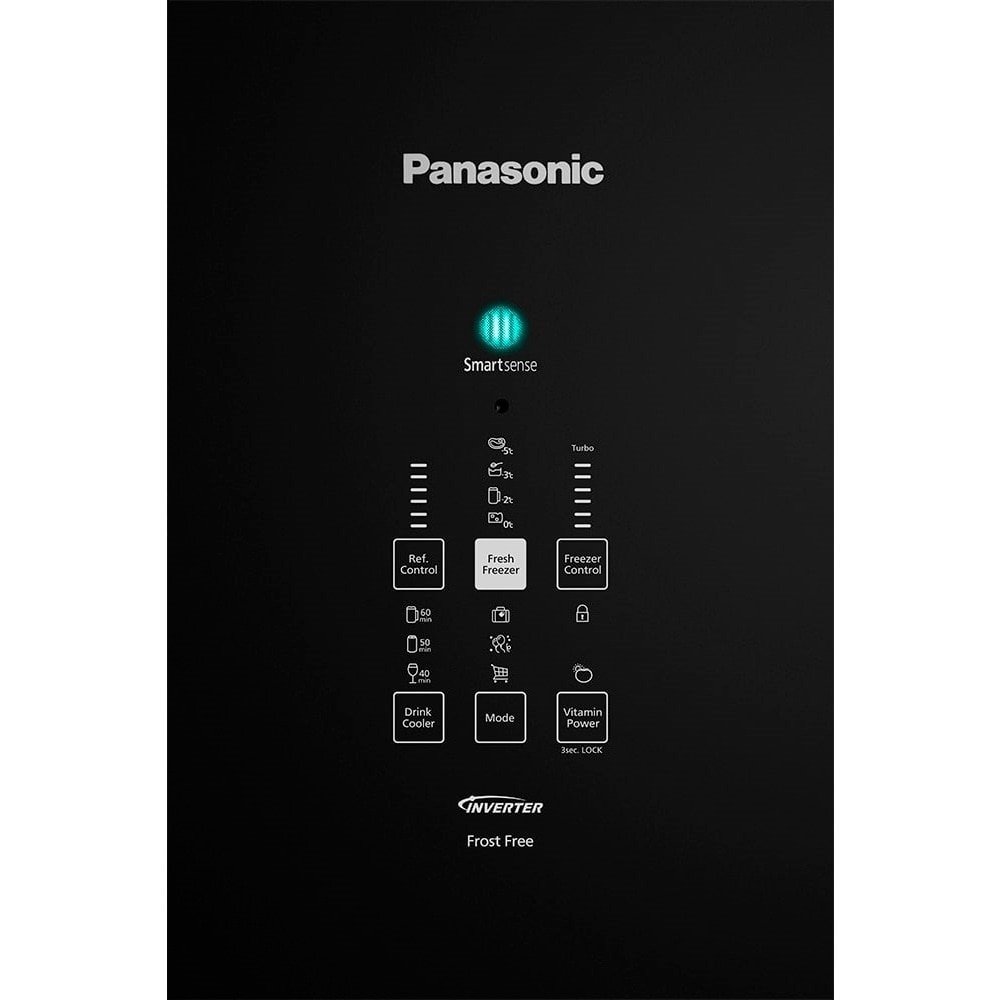 Geladeira/Refrigerador Panasonic 480 Litros A+++ NR-BB71GVFB Glass - 2 Portas, Frost Free, Tecnologia Inverter, Preto, 110V