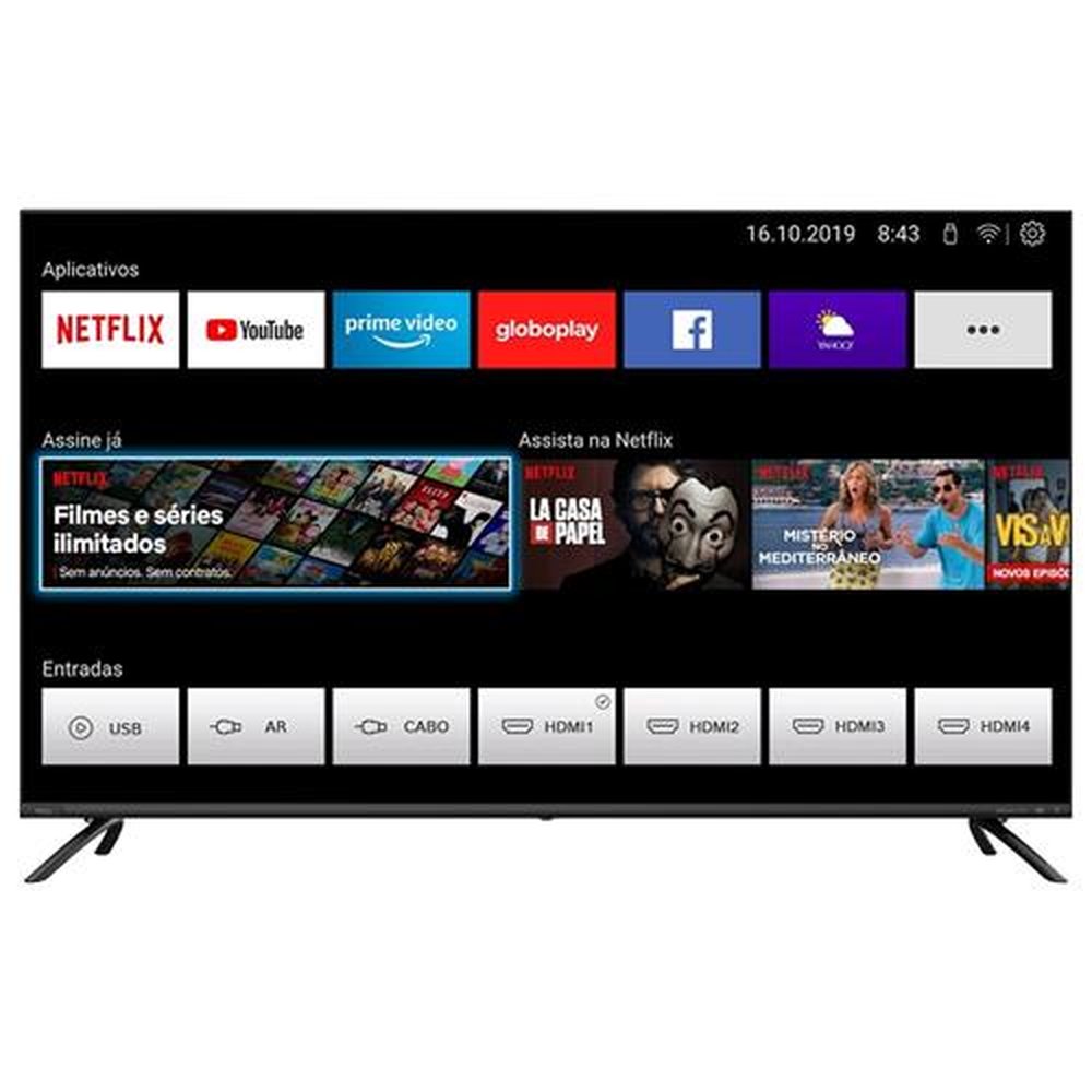 Smart TV LED 50" Philco PTV50G70SBLSG 4K HDR com Wi-Fi, 2 USB, 4 HDMI,Close Caption, 60Hz