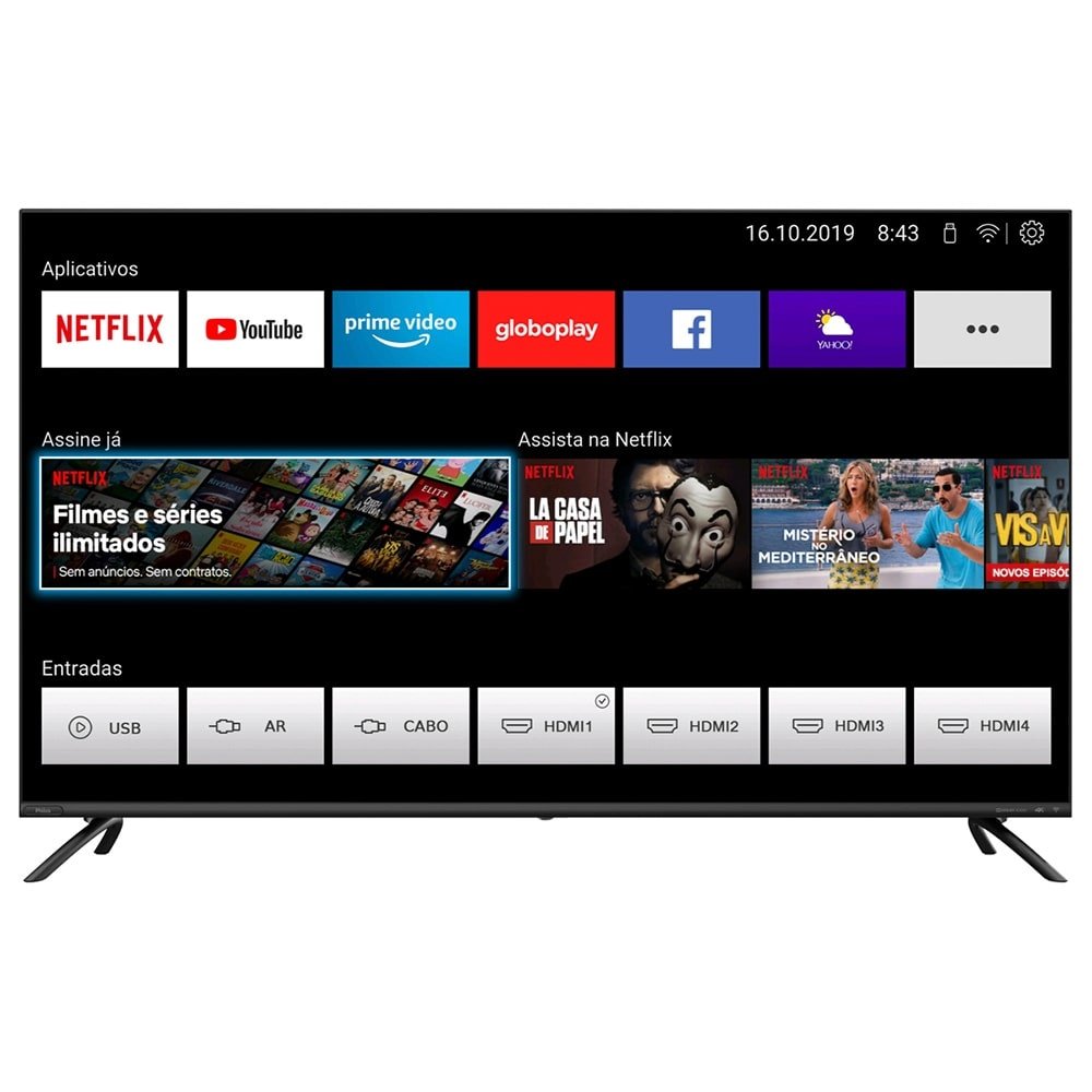 Smart TV LED 50" Philco PTV50G70SBLSG 4K HDR com Wi-Fi, 2 USB, 4 HDMI,Close Caption, 60Hz
