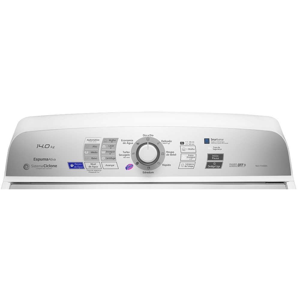 Máquina de Lavar Roupas 14kg Panasonic NA-F140B6W  Branca com Sistema Ciclone 220V