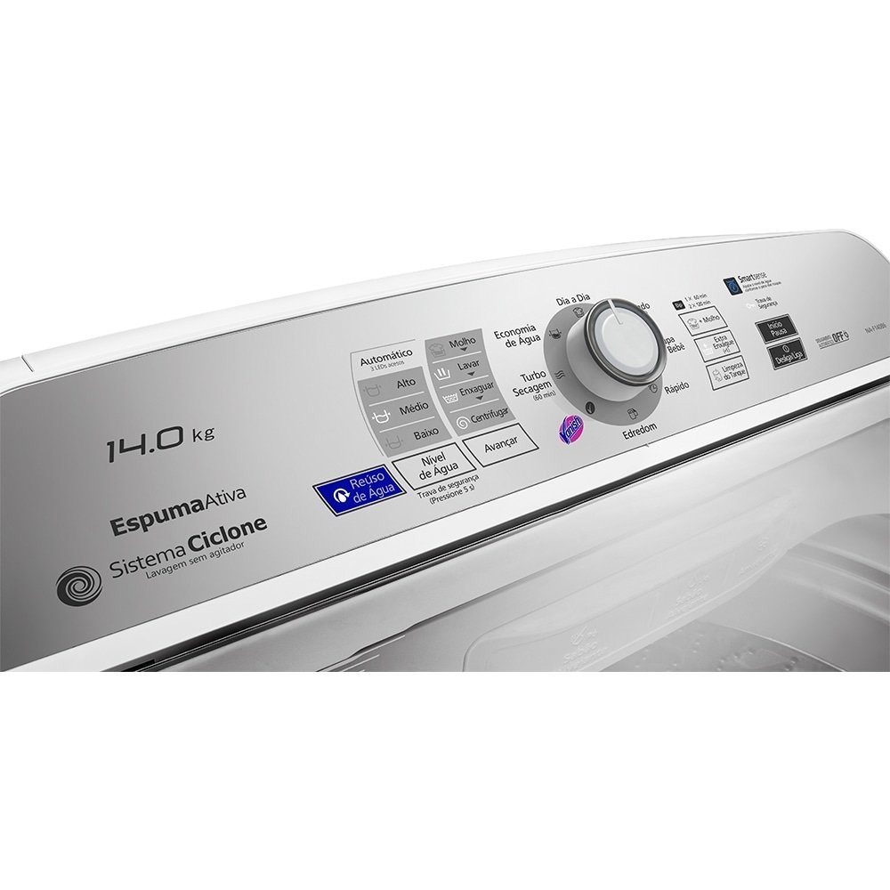 Máquina de Lavar Roupas 14kg Panasonic NA-F140B6W  Branca com Sistema Ciclone 220V
