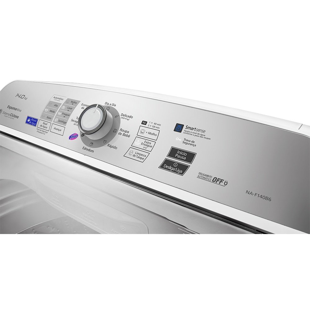 Máquina de Lavar Roupas 14kg Panasonic NA-F140B6W  Branca com Sistema Ciclone 220V