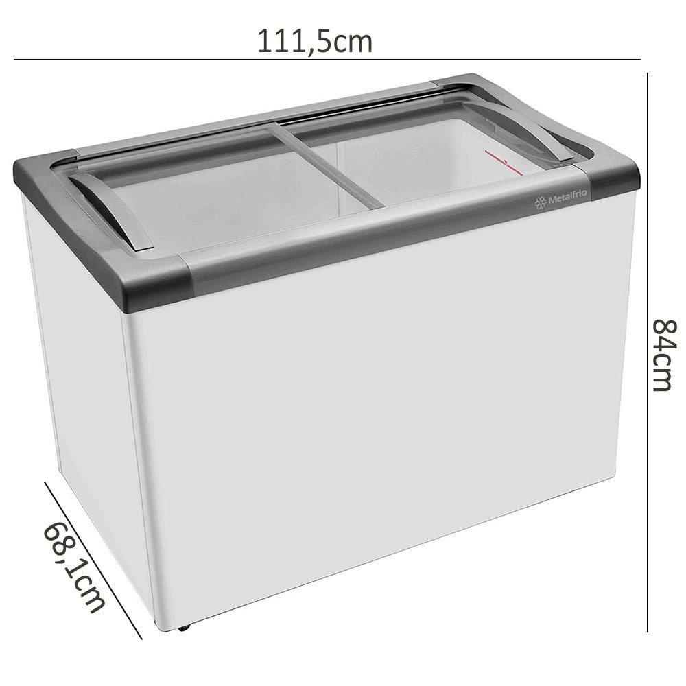 Freezer Horizontal Metalfrio 292 Litros NF30S Supra Tampa de Vidro, Branco, 110V