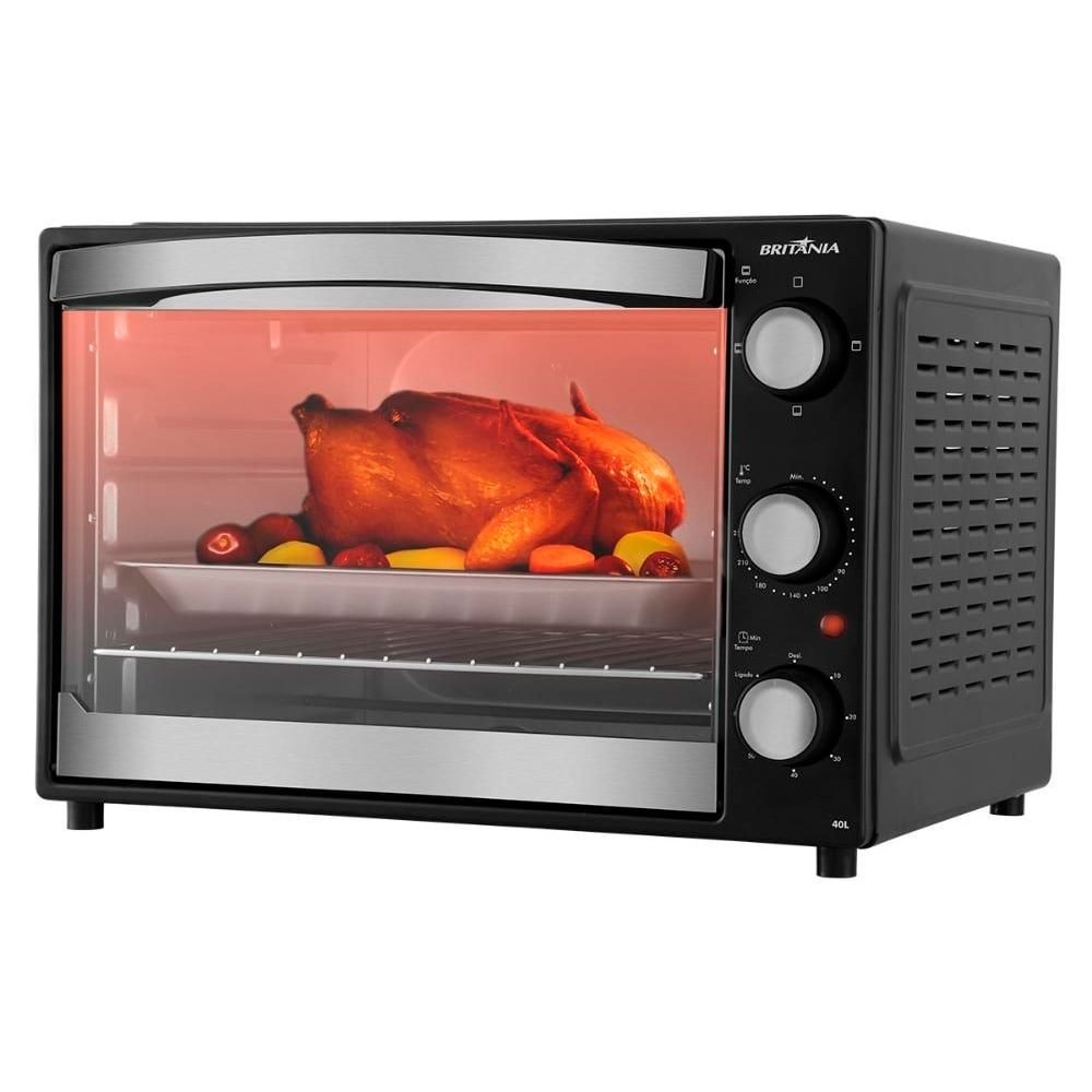Forno Elétrico de Bancada Britânia 40 Litros BFE40P | com Timer e Grelha, Preto 220V