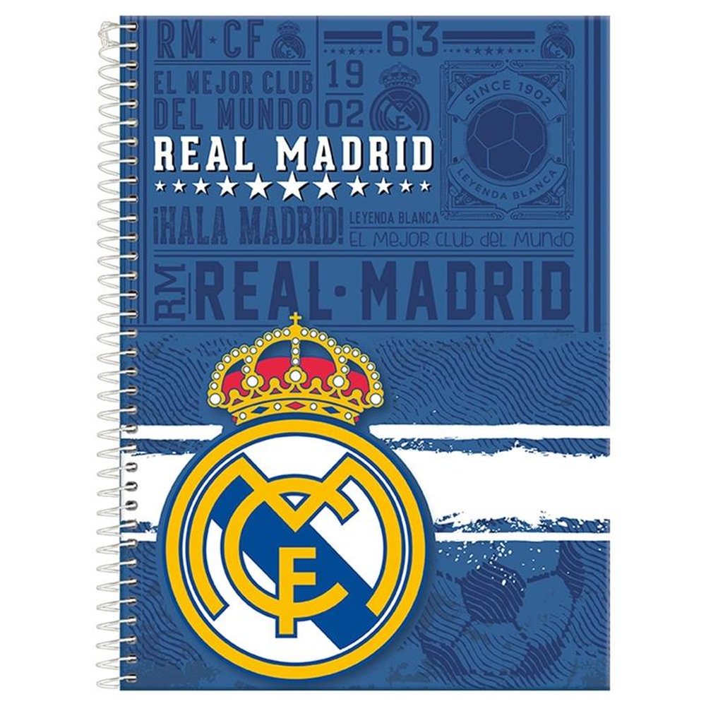 Caderno Espiral Foroni Universitário Capa Dura Real Madrid 15 Matérias 300 Folhas - Embalagem com 2 Unidades