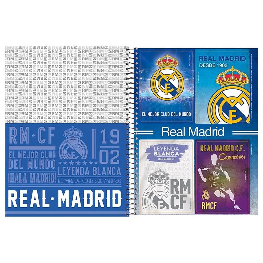 Caderno Espiral Foroni Universitário Capa Dura Real Madrid 15 Matérias 300 Folhas - Embalagem com 2 Unidades