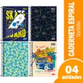 Caderneta Espiral Tilibra 1/8 Capa Dura D+ 96 Folhas - Embalagem com 4 Unidades
