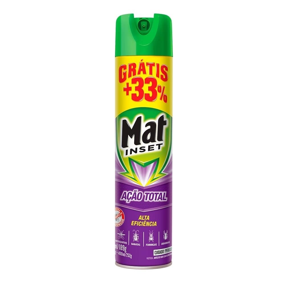Inseticida Aerosol Mata Inseto Ação Total 400ml - Embalagem com 12 Unidades