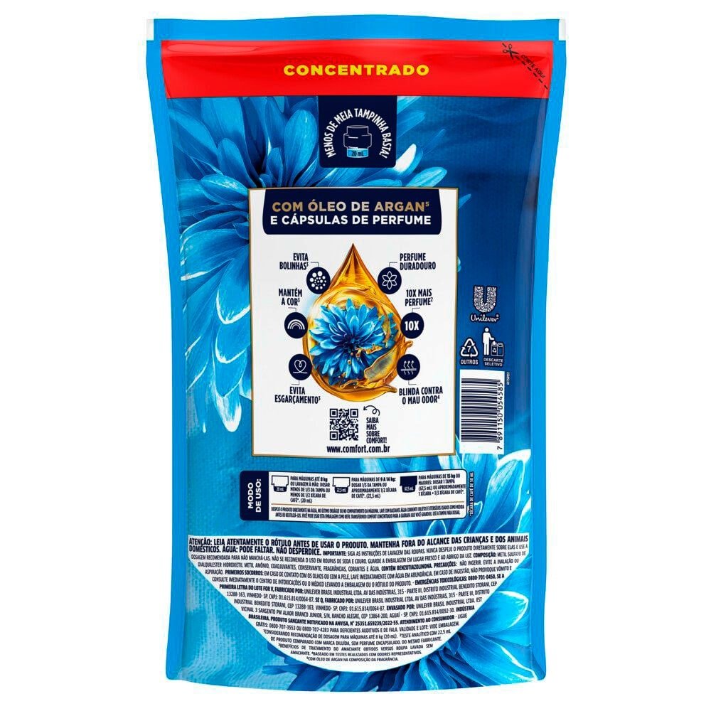 Amaciante Comfort Concentrado Original Sachê 900ml - Embalagem com 12 Unidades