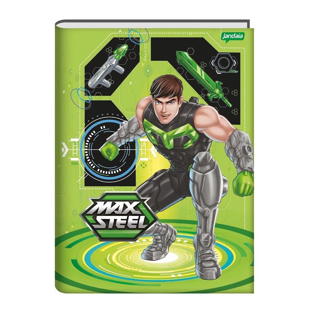 Caderno Costurado Jandaia ¼ Capa Dura Max Steel 80 Folhas - Embalagem com 5 Unidades (Sortidos)