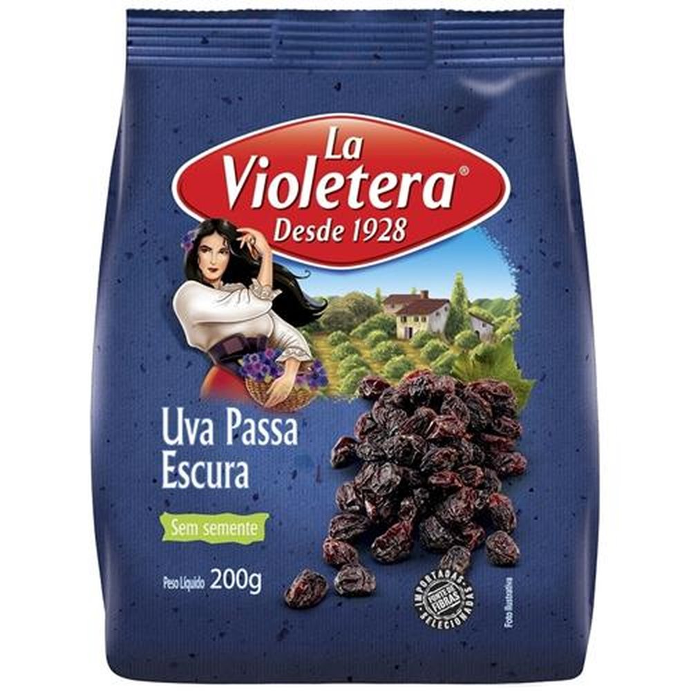 Uva Passa s/ Semente Preta 200g - 20 unidades - La Violetera