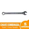 Chave Combinada Pratik 12mm Cromo Vanádio Embalagem com 5 Unidades