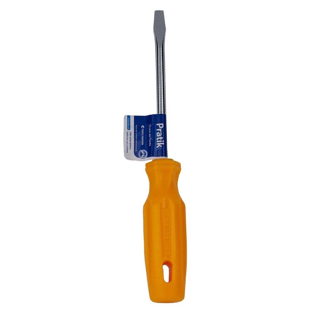 Chave Fenda Pratik 1/4x6P Ponta Imantada Aço Carbono - Embalagem com 12 Unidades