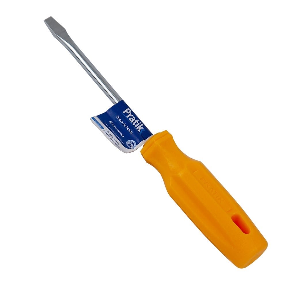 Chave Fenda Pratik 1/4x6P Ponta Imantada Aço Carbono - Embalagem com 12 Unidades