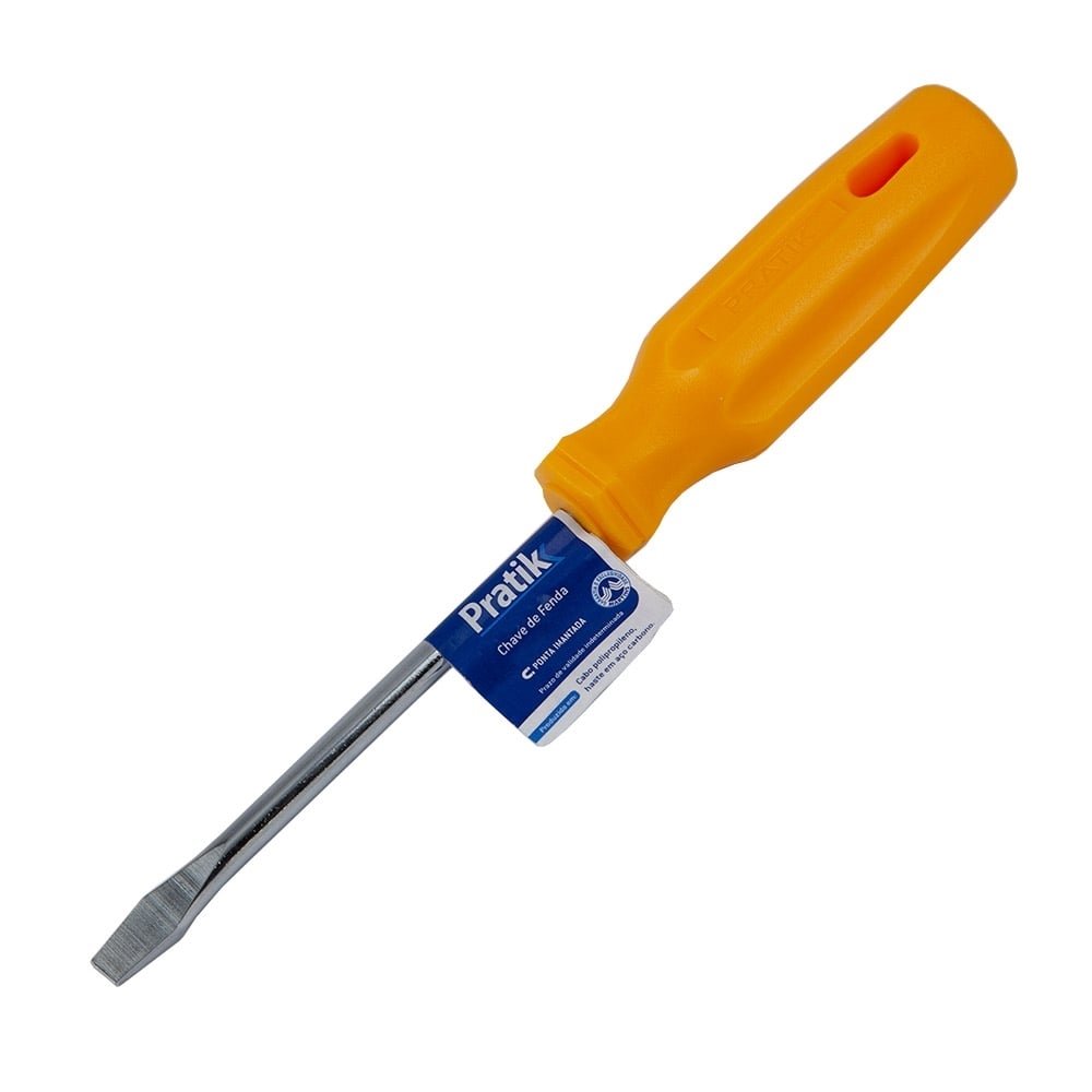 Chave Fenda Pratik 1/4x6P Ponta Imantada Aço Carbono - Embalagem com 12 Unidades
