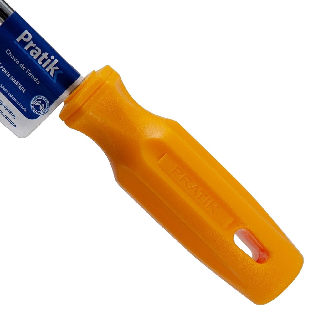 Chave Fenda Pratik 1/4x6P Ponta Imantada Aço Carbono - Embalagem com 12 Unidades