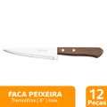Faca Peixeira Tramontina 8" Inox Cabo Madeira 12 Peças