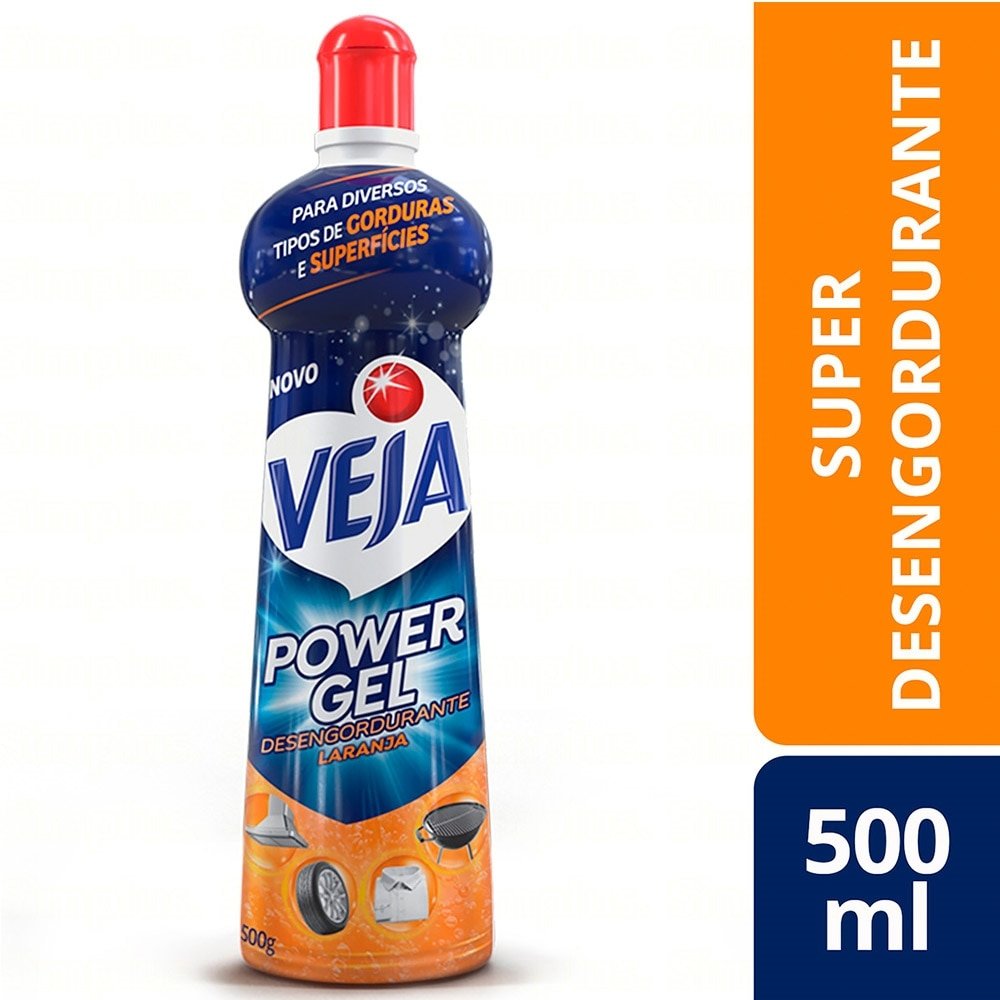 Limpador Veja Super Desengordurante Power Gel Laranja 500ml - Embalagem com 24 Unidades