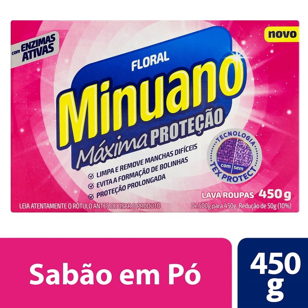 Sabão em Pó Minuano Floral 450g - Embalagem com 24 Unidades