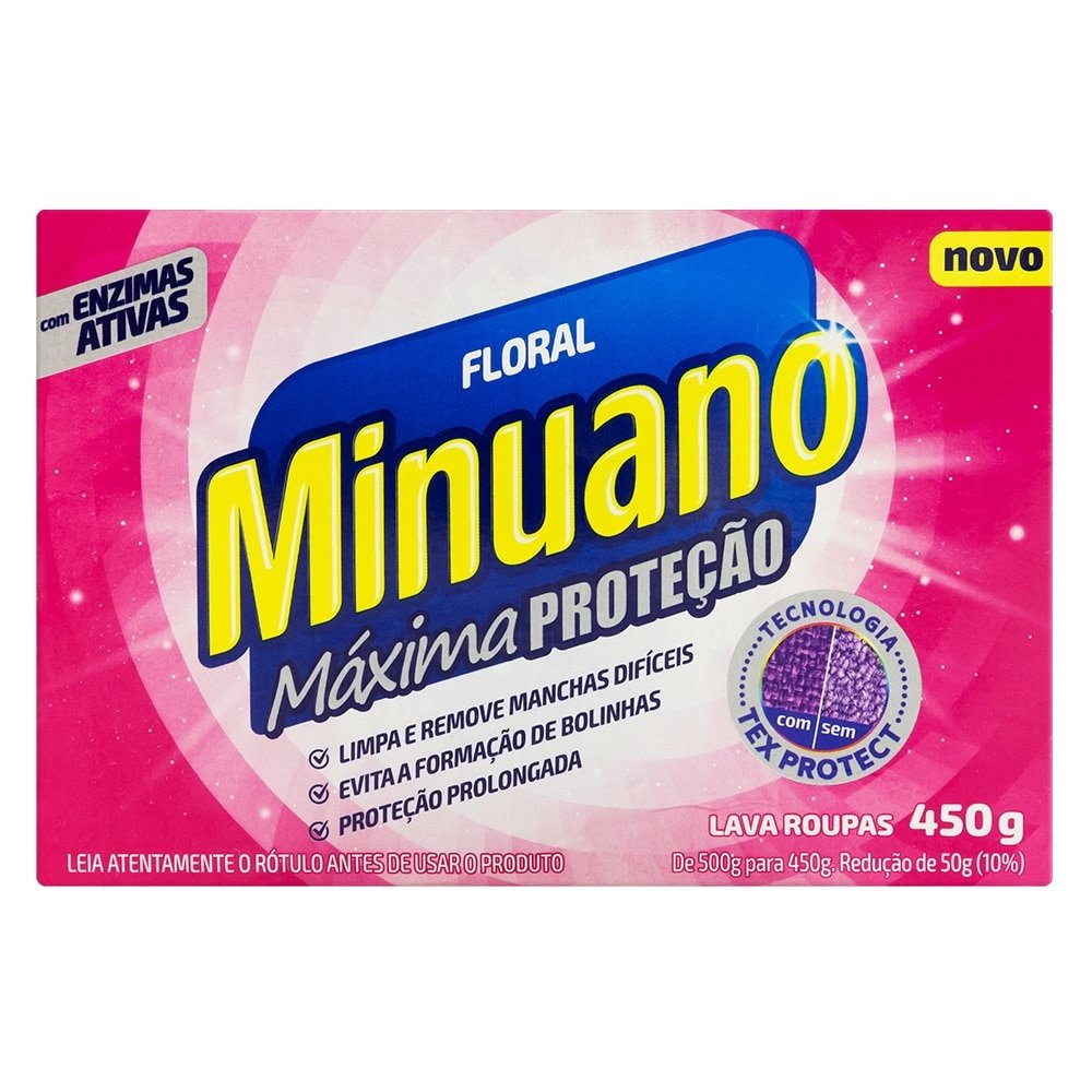 Sabão em Pó Minuano Floral 450g - Embalagem com 24 Unidades