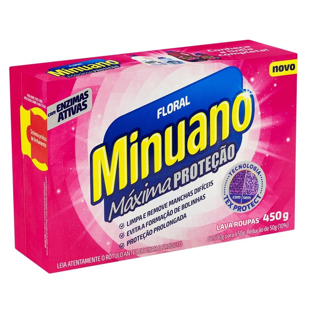 Sabão em Pó Minuano Floral 450g - Embalagem com 24 Unidades