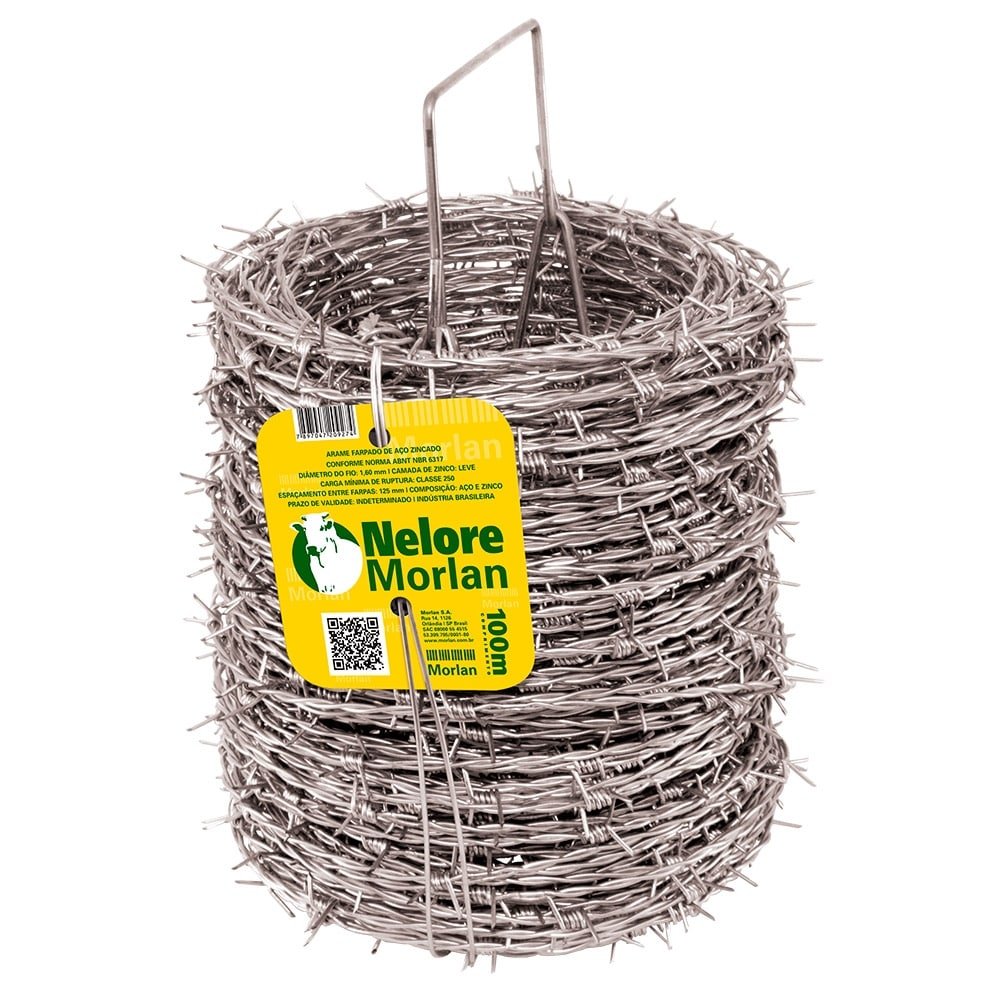 Arame Farpado Nelore Fio 16 1,60mm 250Kgf 100m - Embalagem com 4 unidades