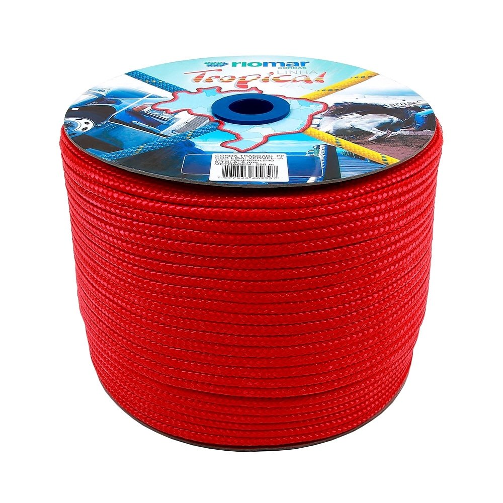 Corda Trançada Riomar Tropical PP Virgem Carretel Vermelha 12mmx140m