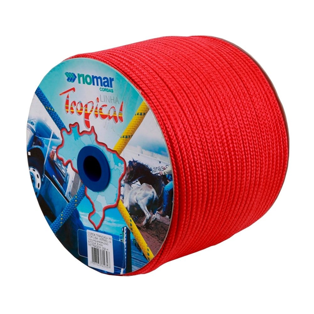 Corda Trançada Riomar Tropical PP Virgem Carretel Vermelha 12mmx140m