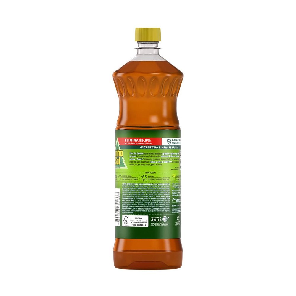 Desinfetante Pinho Sol Original 1L - Embalagem com 12 Unidades