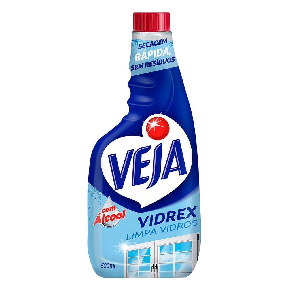 Veja Limpa Vidros Vidrex Comum Recarga 500ml - Embalagem com 12 Unidades