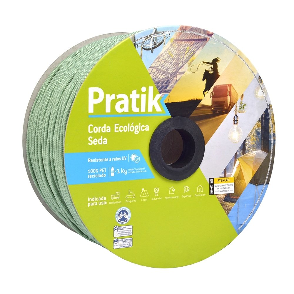 Corda Trançada Pratik Pet Verde Carretel 6mmx200m