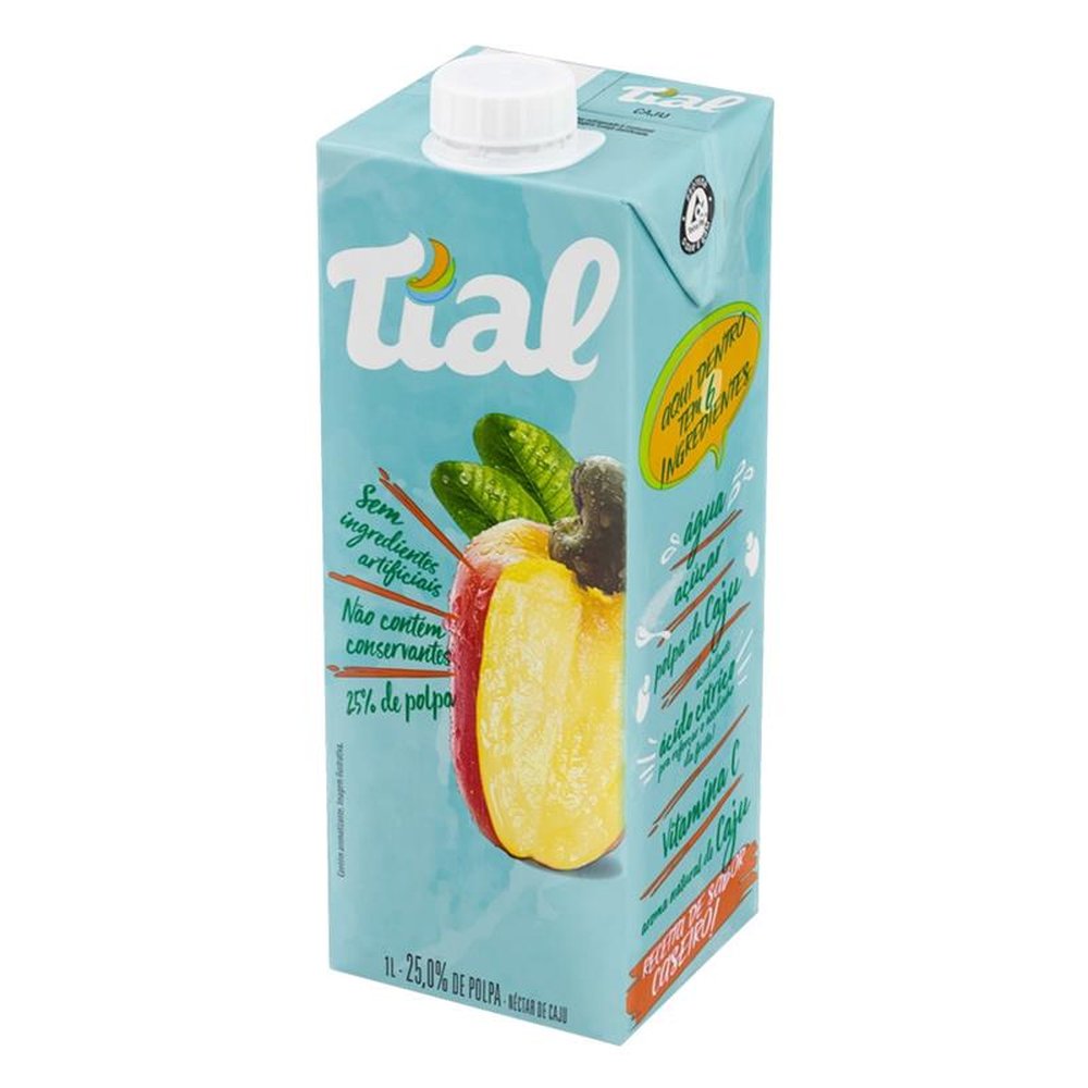 Suco Tial Nectar Caju 1L - Embalagem com 12 Unidades
