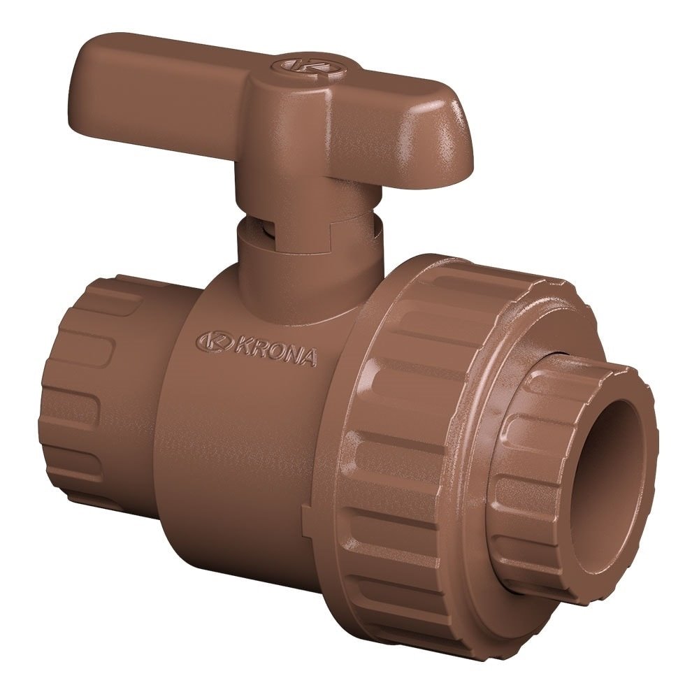 Registro Esfera Krona com União Soldável PVC 50mm - Embalagem com 2 Unidades