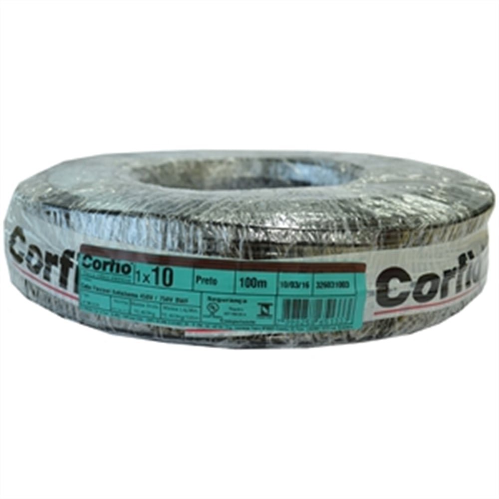 Cabo Rigido 7 Pernas Corfio 10mmx100m Rolo 750V Preto
