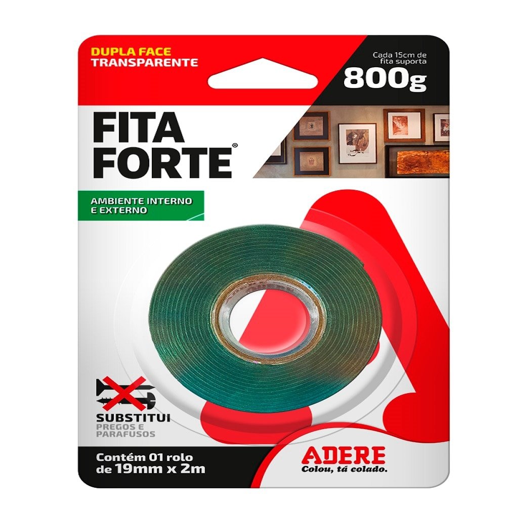 Fita Dupla Face Adere Fita Forte Transparente 19mm x 2m