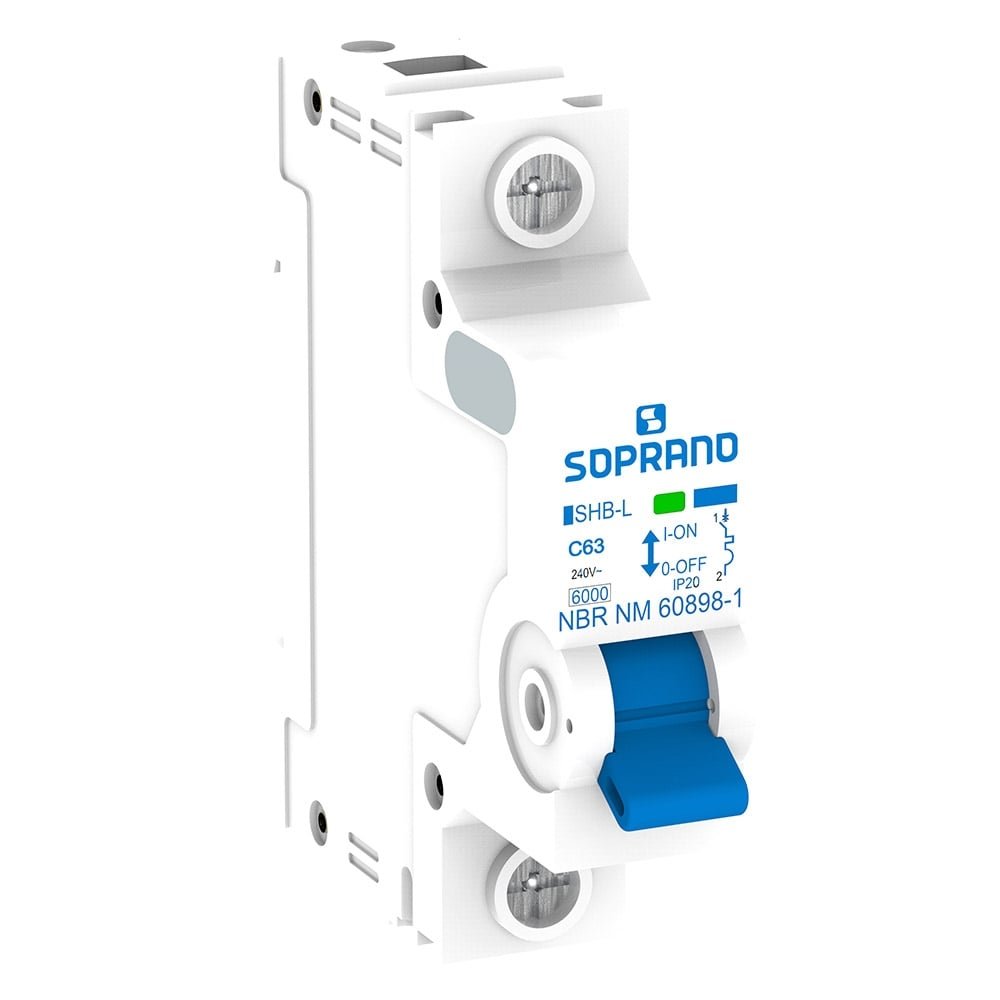 Disjuntor Soprano DIN 1P 50A SHB Curva C Cemig Branco