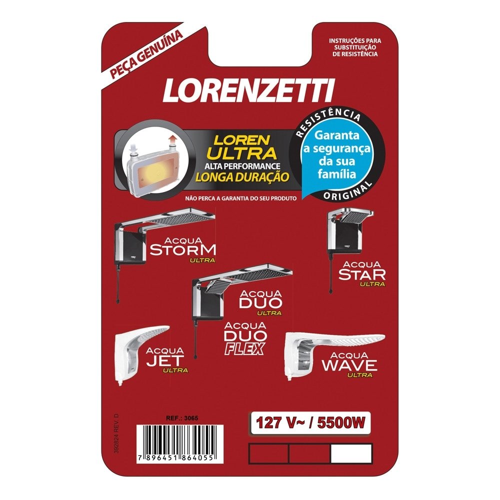 Resistência para Chuveiro Lorenzetti Acqua Ultra 5500W 110V