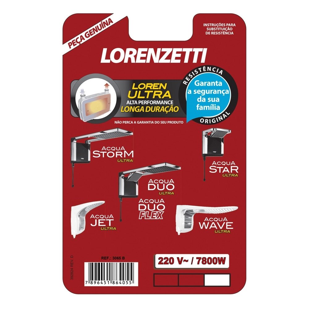 Resistência para Chuveiro Lorenzetti Acqua Ultra 7800W 220V