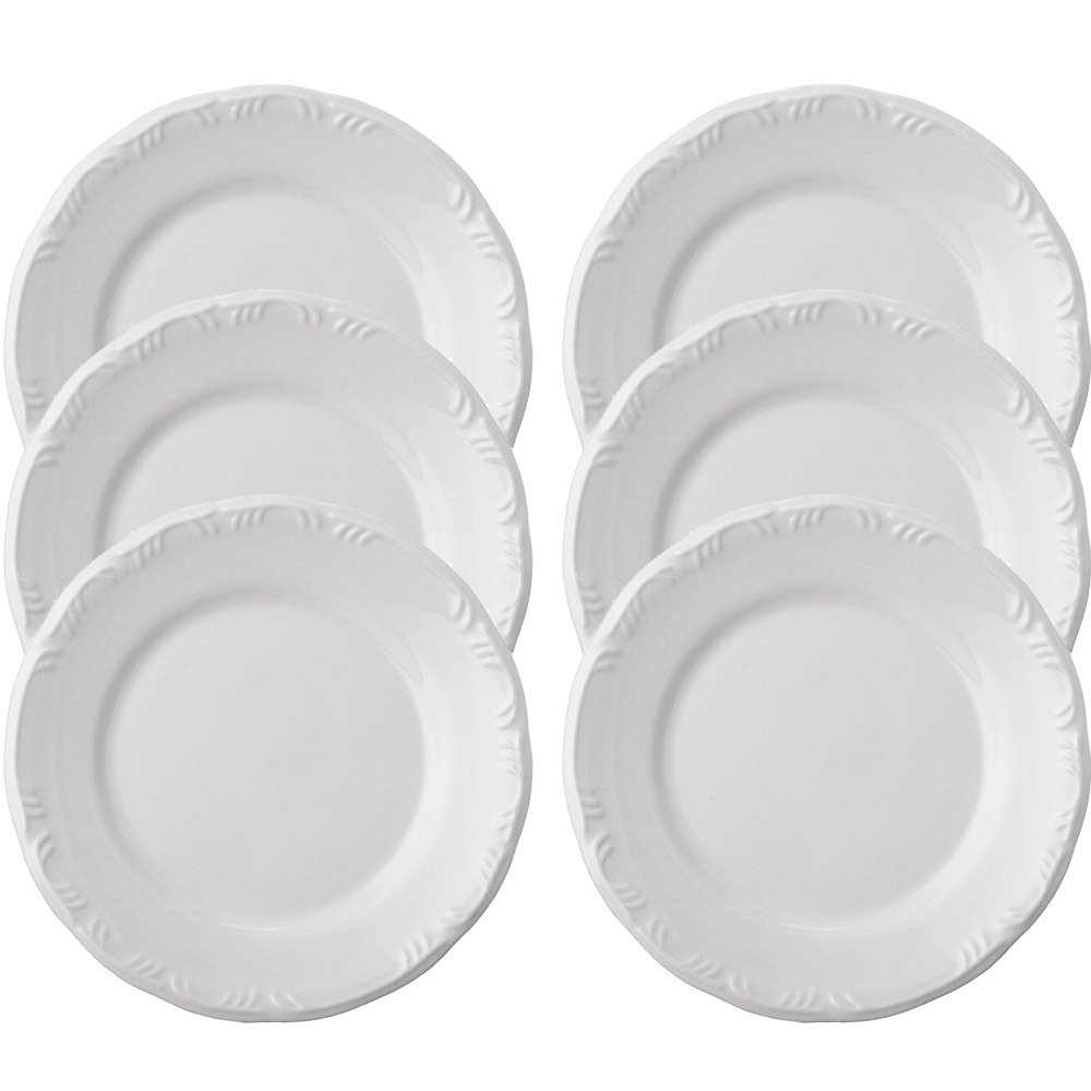 Conjunto de Pratos Rasos Schmidt Porcelana Pomerode 6 Peças