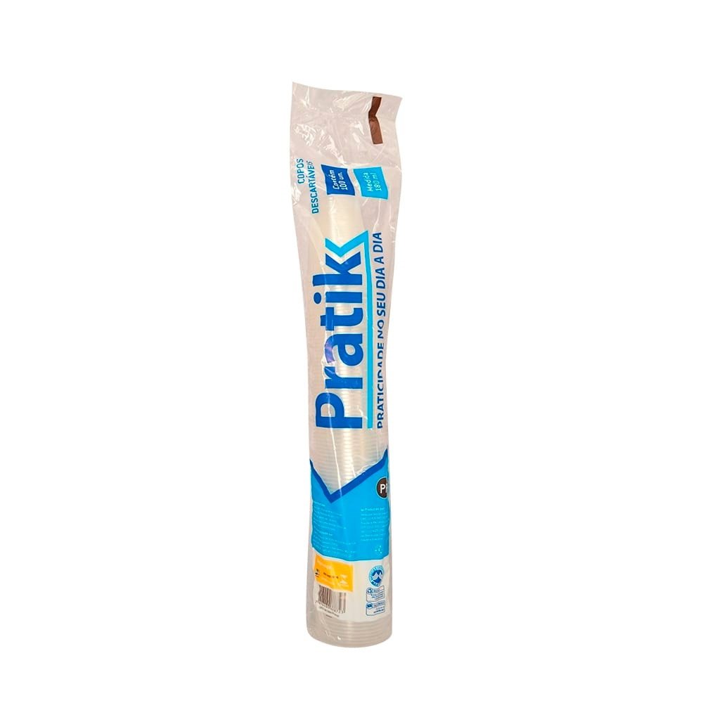 Copo Descartável Pratik Transparente PP 180ml - 25 Embalagens com 100 Unidades