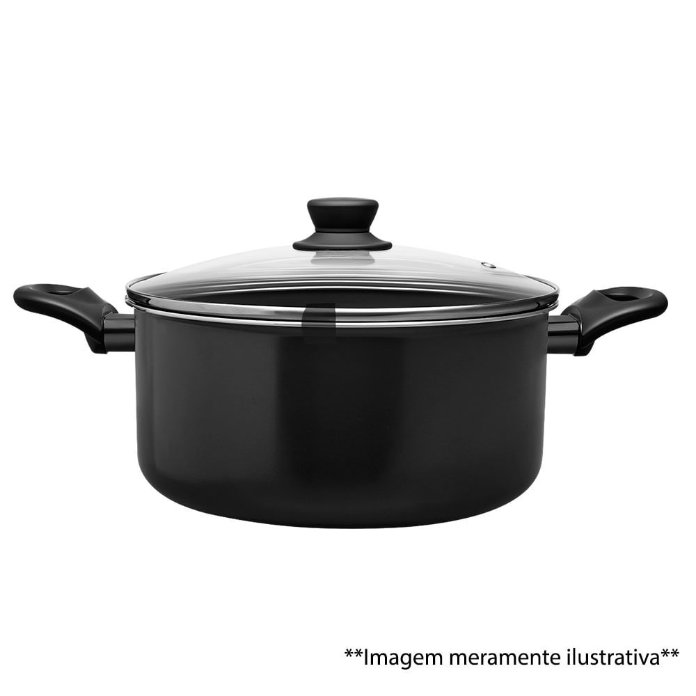 Jogo de Panelas Brinox Cerâmica Life Easy Preto - 7 Peças