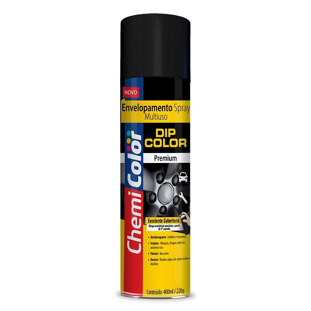 Tinta Spray Chemicolor Dip Color Uso Geral Preto Fosco 400ml