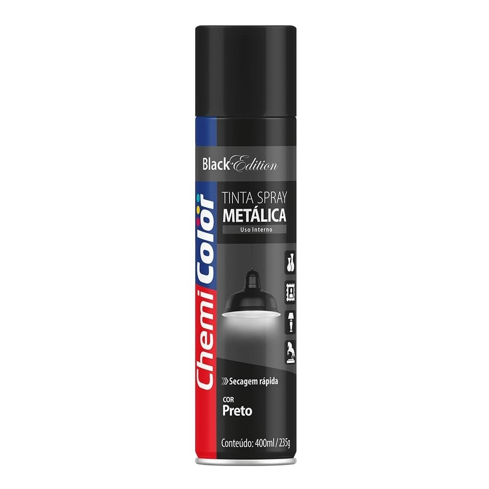 Tinta Spray Chemicolor Metálica Preto 400ml