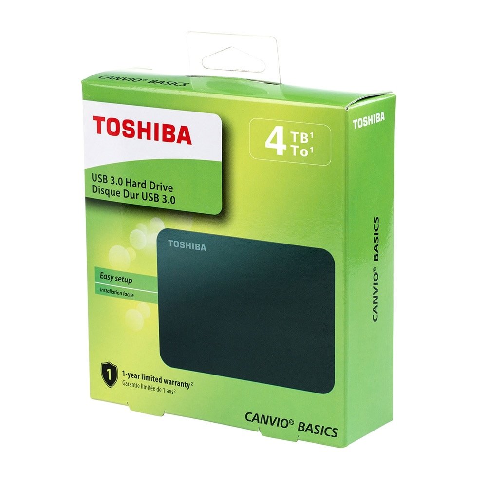 HD Externo Toshiba Canvio Basics HDTB440XK3CA, 4TB, Portátil, USB 2.0 e 3.0, Preto