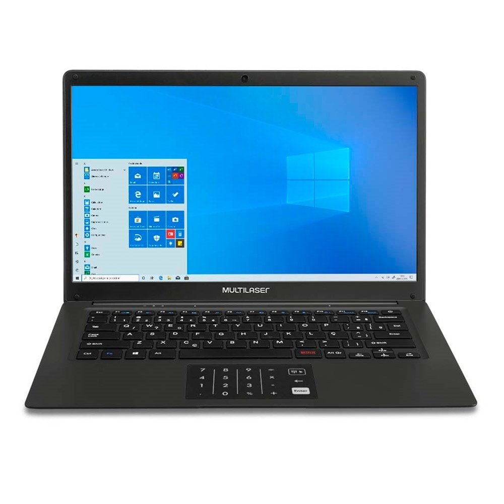 Notebook Multilaser PC310, Intel Pentium QuadCore, 4GB, 64GB , Tela 14", Windows 10, Preto