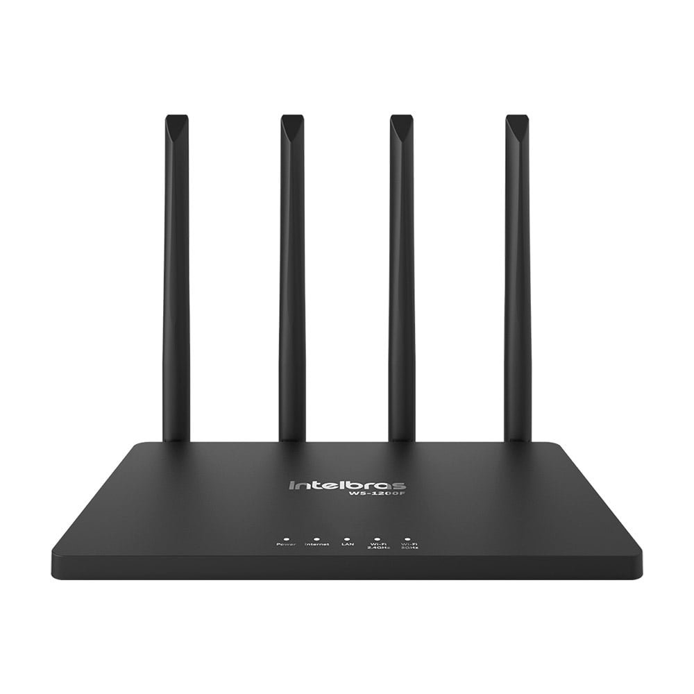 Roteador Wireless Intelbras W5-1200F 4 Antenas, 3 Portas Lan 1 Wan, 300Mbps 867Mbps Preto