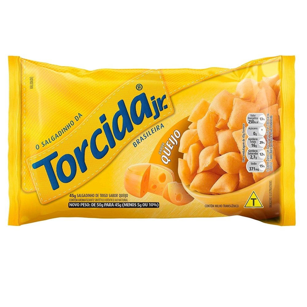 Salgadinho Torcida Jr. Queijo 45g - Embalagem com 20 Unidades