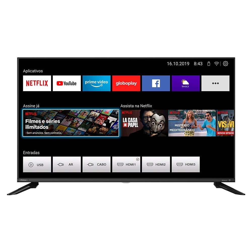 Smart TV LED 40" Philco PTV40G60SNBL HD LCD com 2 USB, 3 HDMI, Quad Core, Backlight, 60Hz