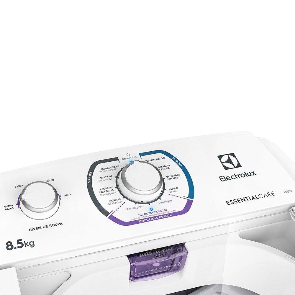Máquina de Lavar Roupas 8,5Kg, Electrolux, LES09, Essencial Care, Branca, 110V