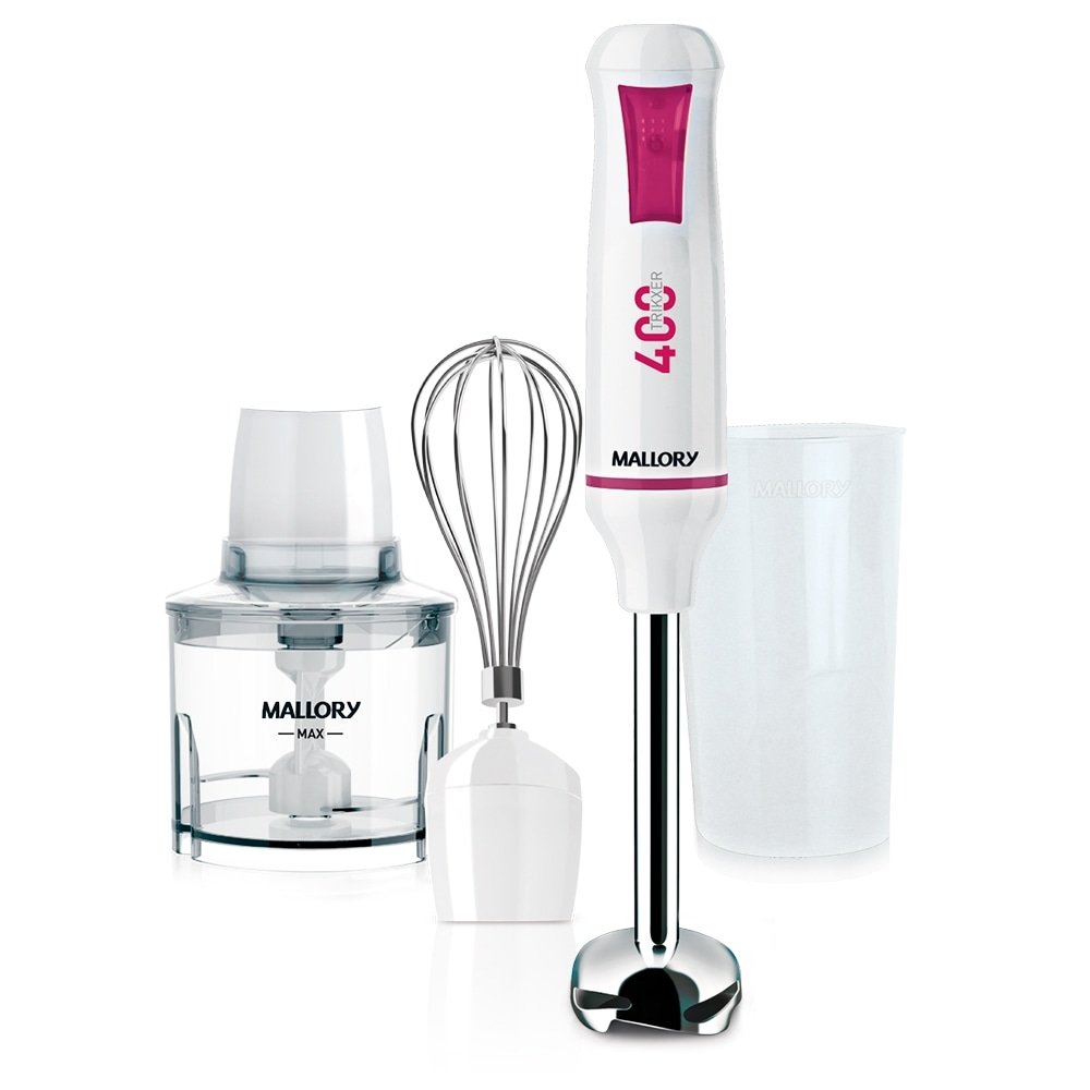 Mixer Mallory Trikxer 400 3 em 1 | 400W, 2 Velocidade, Processador, Batedor Clara, Branco, 110V